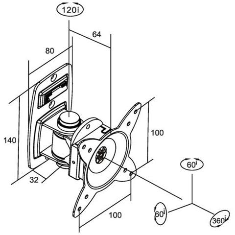 Supporto a Muro per Monitor LCD Nera 22 x 15 x 7.5 cm 13 " -24 " 23107A - Foto 2