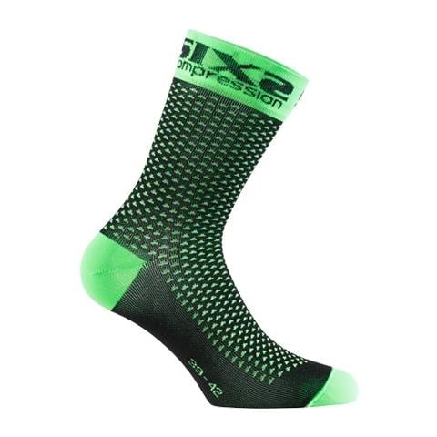 Ccomsc35vefi Six2 Comp Sho Calza Corta Compressiva Green Fluo 35/38 - Foto 1