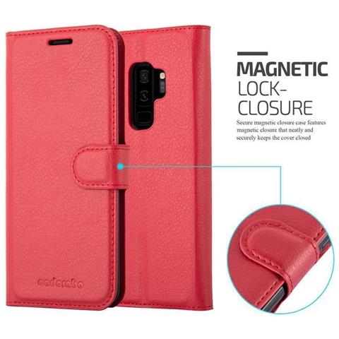 Custodia Compatibile Con Samsung Galaxy S9 Plus In Rosso Carminio - Coperchio Protettiva Con Chiusura Magnetica, Funzione Stand E Tasca Per Le Carte - Foto 5