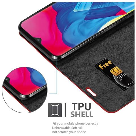 Custodia Compatibile Con Samsung Galaxy M10 In Rosso Mela - Coperchio Protettiva Con Chiusura Magnetica, Funzione Stand E Tasca Per Le Carte - Foto 2