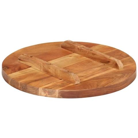 Piano Tavolo in Legno Massello di Acacia Rotondo 25-27 mm 40 cm - Foto 2