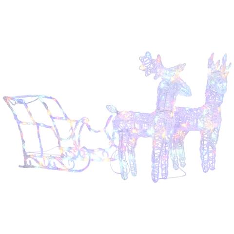 Decorazione Natalizia Renne e Slitta 160 LED 130 cm in Acrilico - Foto 1