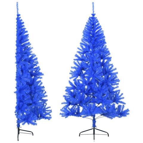 Albero Di Natale Artificiale A Metà Con Supporto Blu 180 Cm Pvc - Foto 1