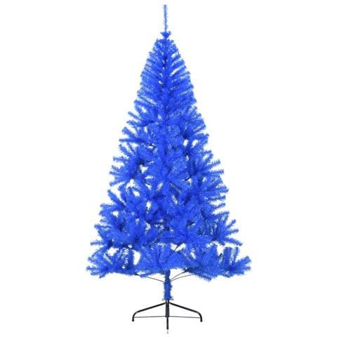 Albero Di Natale Artificiale A Metà Con Supporto Blu 180 Cm Pvc - Foto 9