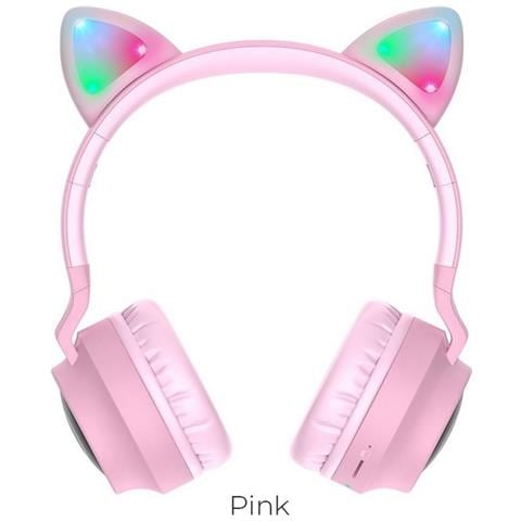 Cuffie Originale Bluetooth Stereo Cheerful W27 Cat Ear Con Led Pink - Foto 2