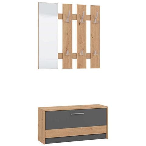 Mobile Ingresso Appendiabiti Moderno Minimal In Legno Di Design Moderno Industrial Cm 91,6 X 28,1 X 202 H - Foto 1