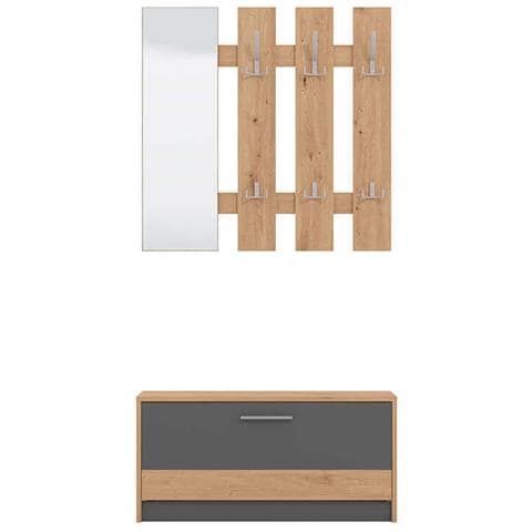 Mobile Ingresso Appendiabiti Moderno Minimal In Legno Di Design Moderno Industrial Cm 91,6 X 28,1 X 202 H - Foto 2