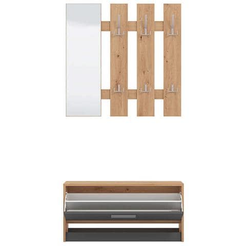 Mobile Ingresso Appendiabiti Moderno Minimal In Legno Di Design Moderno Industrial Cm 91,6 X 28,1 X 202 H - Foto 4