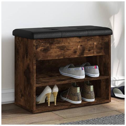 Panca Porta Scarpe Rovere Fumo 62x32x50 Cm Legno Multistrato - Foto 1