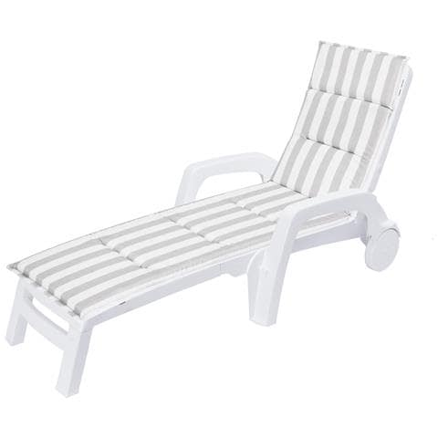 Cuscino Per Lettino Da Giardino, Facile Da Montare, Fodera Per Cuscino Per Lettino Da Giardino, Cuscino Per Sedia A Sdraio - Lunghezza 182 Cm, Larghezza 42 Cm - Colore Grigio Con Strisce - Foto 1