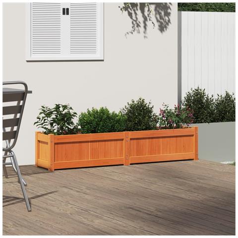 Fioriera Giardino Marrone Cera 150x31x31 Cm Legno Massello Pino - Foto 3