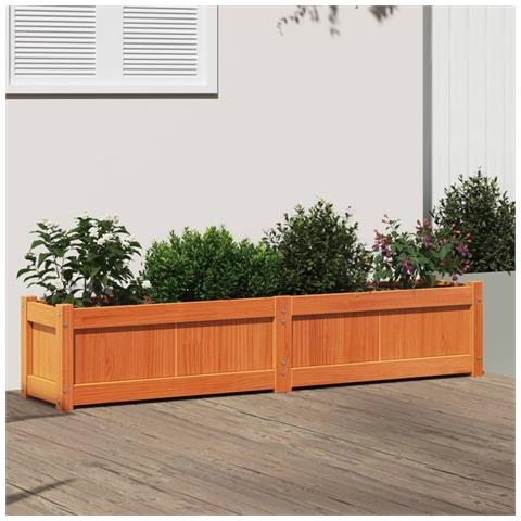 Fioriera Giardino Marrone Cera 150x31x31 Cm Legno Massello Pino - Foto 1