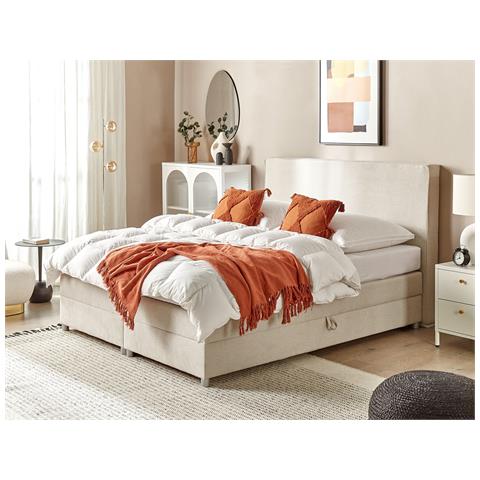Letto Boxspring Tessuto Beige 180 X 200 Cm Minister - Foto 1