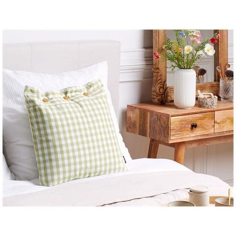 Cuscino Decorativo Talya 45 X 45 Cm Trama Gingham Verde Oliva - Foto 1
