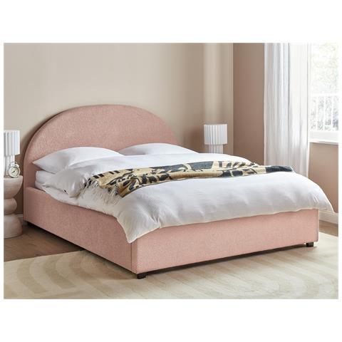 Beliani Letto Matrimoniale Contenitore Bouclé Rosa 140 X 200 Cm