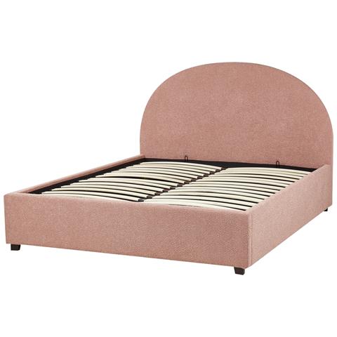 Letto Matrimoniale Contenitore Bouclé Rosa 140 X 200 Cm Vaucluse - Foto 8