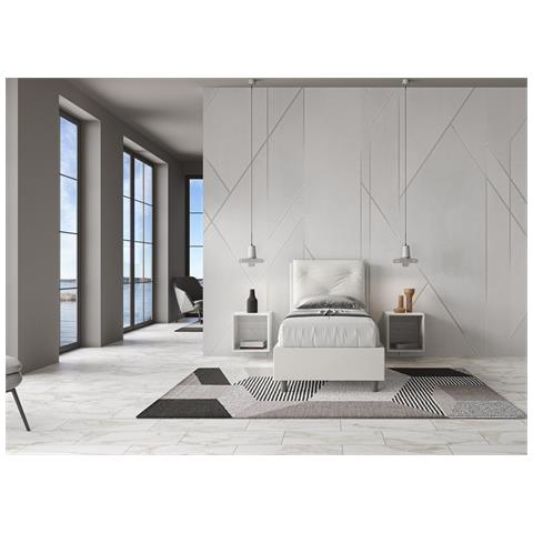 Letto Contenitore Imbottito 80x190 Similpelle Bianco Appia - Foto 2