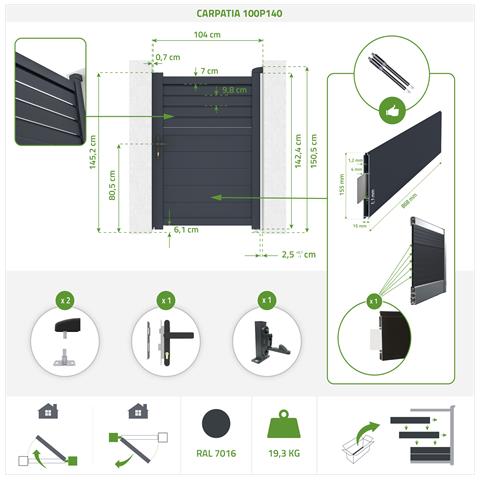 Cancello Battente 3m Carpatia Alt. 140 Cm Alluminio + Cancello 1m Alt. 140cm - Foto 8