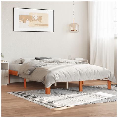 Letto Senza Materasso Marrone Cera 120x190 Cm In Legno Di Pino - Foto 1