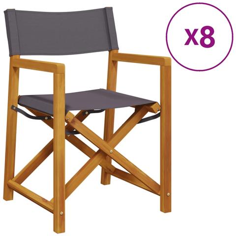 Sedie da Giardino Pieghevoli 8 pz Grigio Scuro in Tessuto - Foto 1
