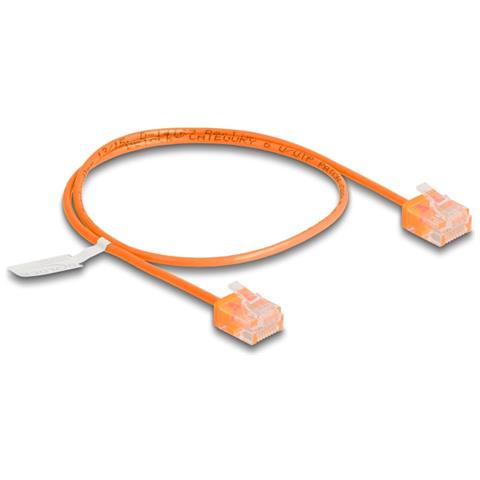 Cavo di rete RJ45 Cat. 6 UTP Ultra Slim 0,5 m arancione con connettori corti - Foto 1
