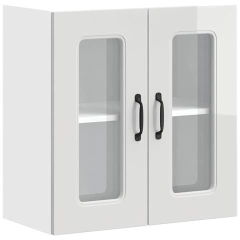 Pensile Da Cucina Con Porta In Vetro Kalmar Bianco Lucido - Foto 2