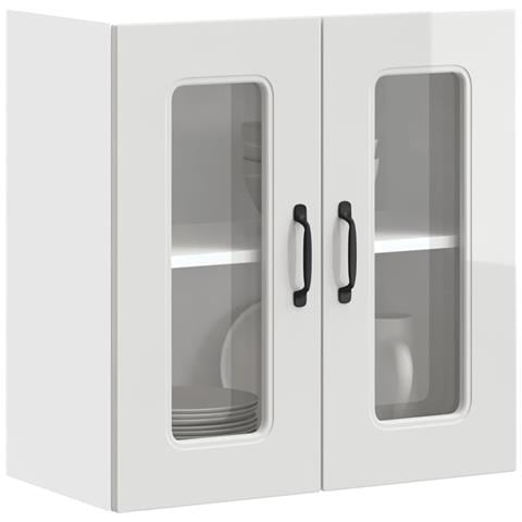 Pensile Da Cucina Con Porta In Vetro Kalmar Bianco Lucido - Foto 1