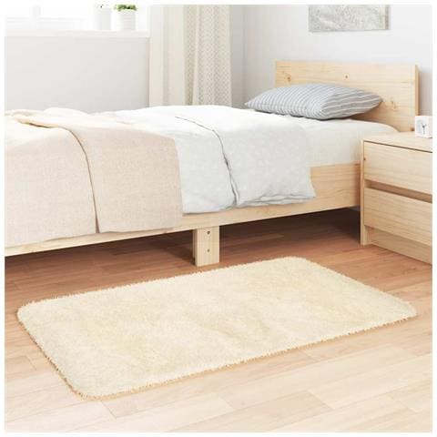Tappeto Shaggy A Pelo Lungo Navarra Crema 60x100 Cm Poliestere - Foto 3
