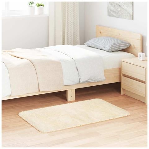 Tappeto Shaggy A Pelo Lungo Navarra Crema 60x100 Cm Poliestere - Foto 1