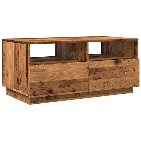 Tavolino Da Salotto Con Luci Led Legno Antico 90x49x40 Cm - Foto 3