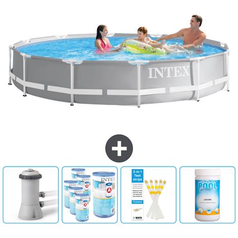 Piscina Fuori Terra - In Giro - 366x366x76 Cm - Grigio - Include Accessori Coordinati Cb85 - Foto 1