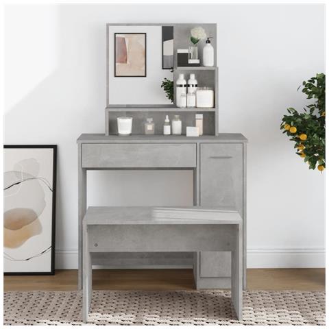 Lusso Casadino -  Toeletta Con Specchio Grigio Cemento 86,5x35x136 Cm - Foto 8