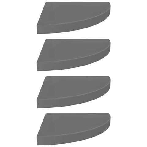 Scaffali Angolari A Parete 4 Pz Grigio Lucido 35x35x3,8 Cm Mdf - Foto 1