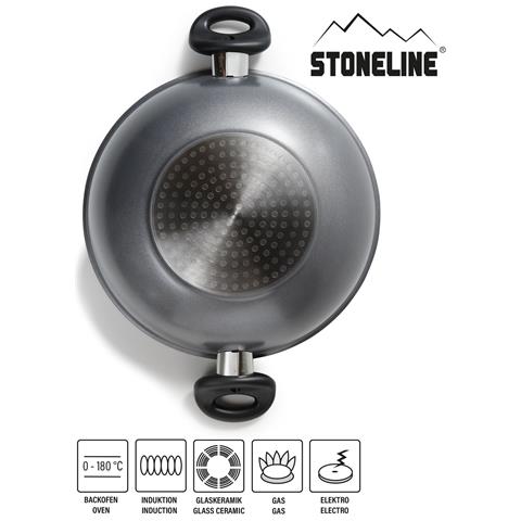 Wok 28 cm Con Coperchio In Vetro, A Induzione Pentole, Alluminio, Antracite - Foto 2