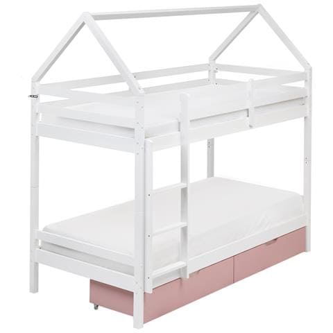 Letto A Castello Con Cassetti Casa Legno Di Pino Ternas 90 X 200 Cm Rosa - Foto 2