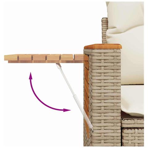 Set Divano da Giardino 10 Pezzi con Cuscini Beige Rattan Polirattan Acacia, Set da Pranzo Giardino 3 Pezzi con Cuscini Beige Rattan Polirattan Acacia - Foto 9