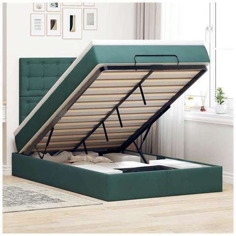 Struttura Letto Pouf con Materassi 120x200 cm Velluto - Foto 2