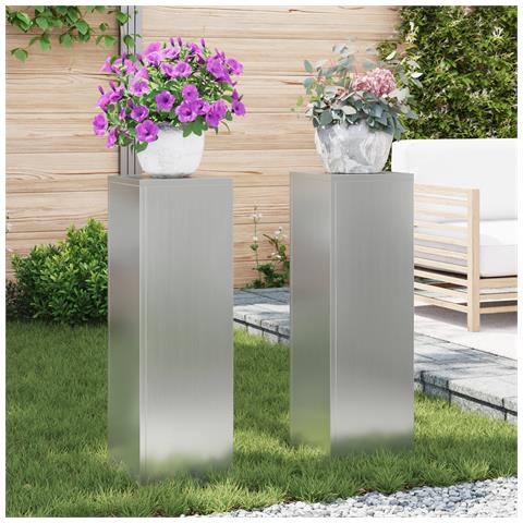 Supporti per Piante da Esterno Pillar 2 pcs 24x24x75 cm Acciaio Zincato - Foto 2
