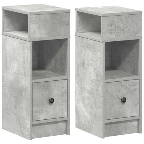 Comodini 2 pz con Cassetto Grigio Cemento 25x31x66 cm - Foto 1