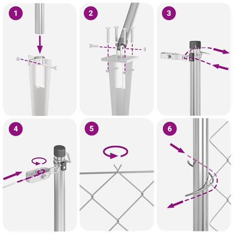 Recinzione in Rete Metallica con 7 Picchetti 1x10 m Acciaio Zincato - Foto 9