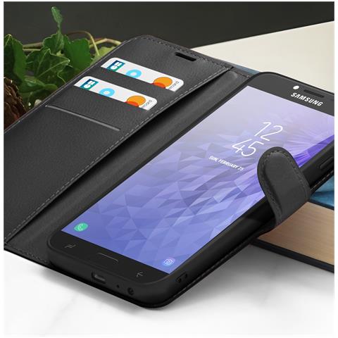 Custodia A Portafoglio Per Samsung J4 Con Supporto E Linguetta Magnetica, Nero - Foto 5