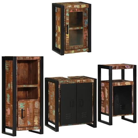 Set di mobili per il bagno 4 pcs Legno massello riciclato - Foto 2