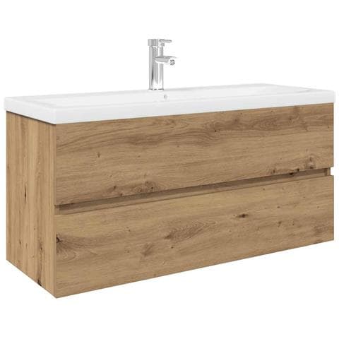 Mobile Bagno con Lavabo Integrato&Rubinetto Rovere Artigianale - Foto 1