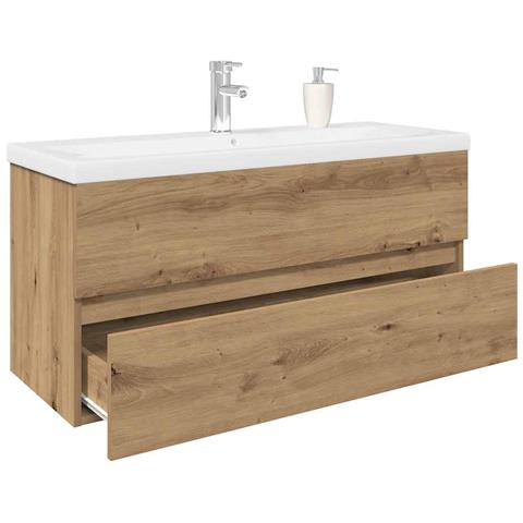 Mobile Bagno con Lavabo Integrato&Rubinetto Rovere Artigianale - Foto 2
