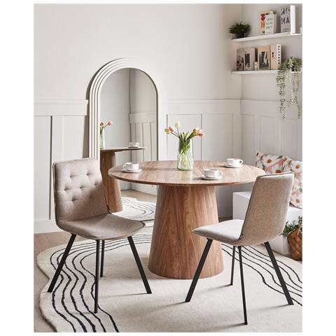 Set Di 2 Sedie Da Pranzo Carver Tessuto Marrone Chiaro - Foto 1