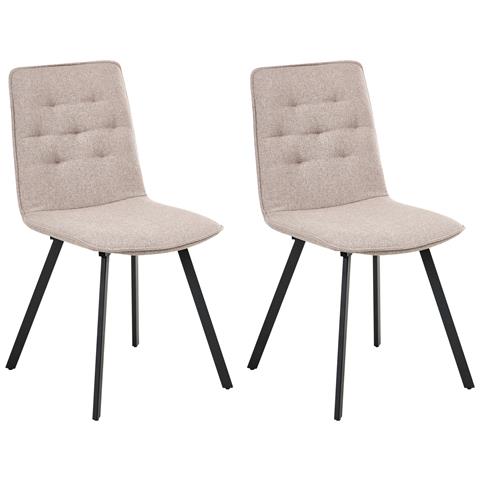 Set Di 2 Sedie Da Pranzo Carver Tessuto Marrone Chiaro - Foto 2