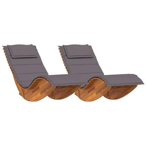 Lettino da sole con cuscino 2 pcs Marrone 60 x 154 x 74cm - Foto 1