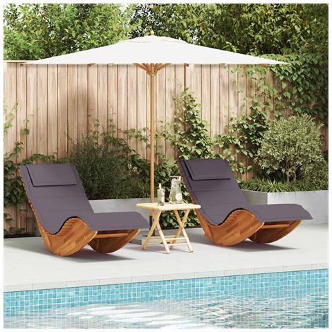 Lettino da sole con cuscino 2 pcs Marrone 60 x 154 x 74cm - Foto 2