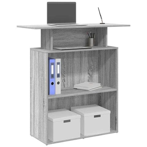 Banco Reception Grigio Sonoma 100x40x104 cm Legno Multistrato - Foto 2