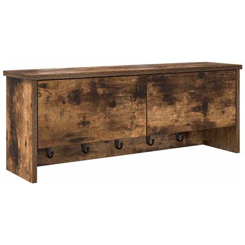 Appendiabiti a muro con lo scaffale Rovere fumo 80 x 20 x 30 cm - Foto 1